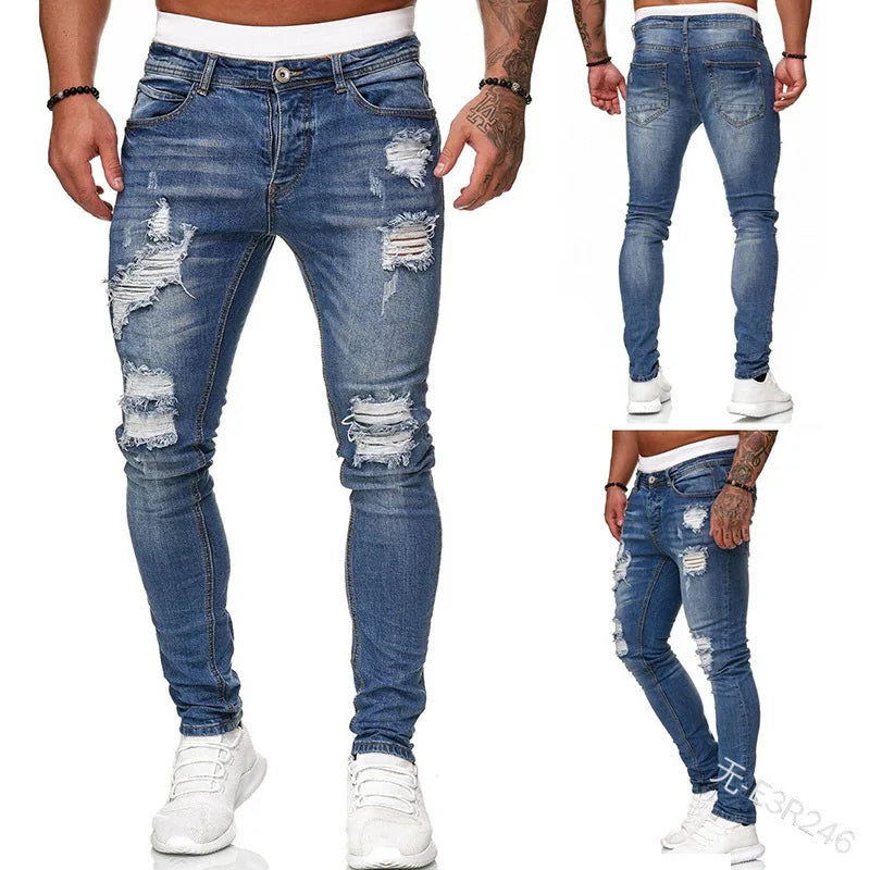 Herren Jeans Slim Fit Stretch – Vintage Wash Denim Hose für Arbeit & Freizeit