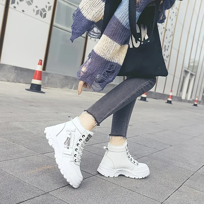 Damen High-Top Winter Sneakers Gefüttert - Warme Schnür-Freizeitschuhe