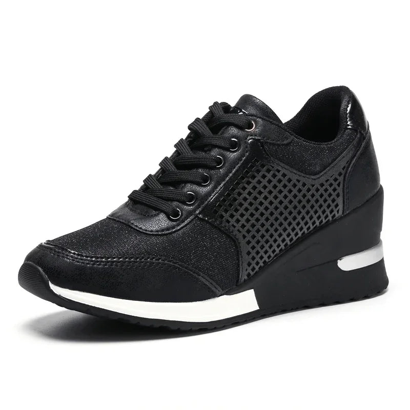 Damen Plateau Sneaker Keilabsatz – Leichte Vulkanisierte Schuhe Atmungsaktiv