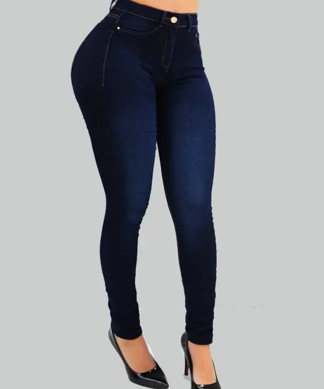 Damen Jeans High Waist Hellblau – Figurformende Denim Hose Streetwear