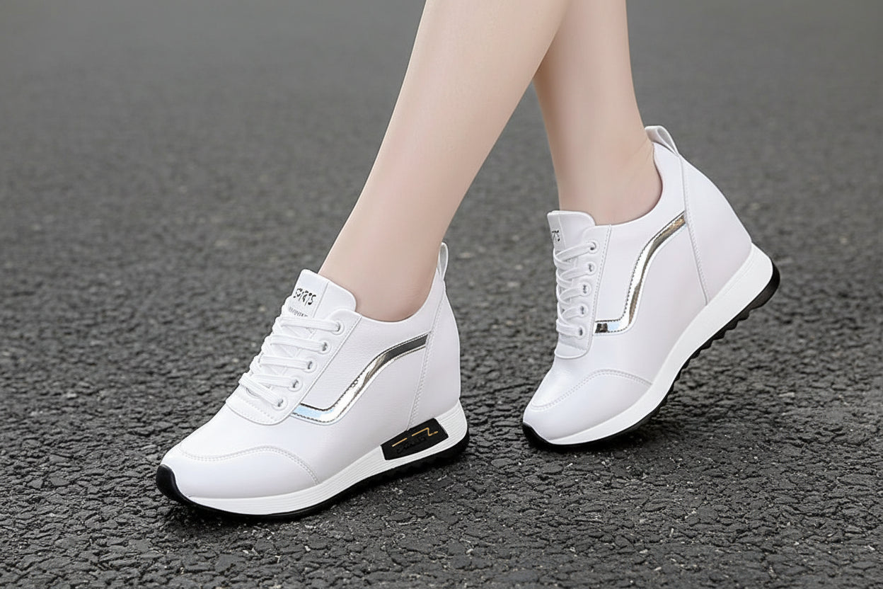 Women's Platform Wedge Sneakers - Comfortable Casual Shoes