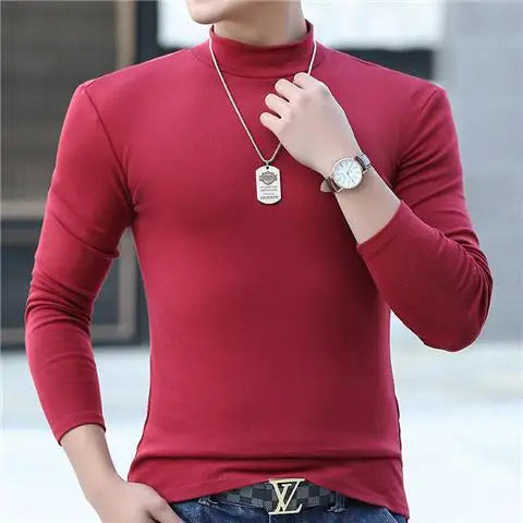 Herren Langarmshirt Hoher Kragen – Thermal Shirt für Herbst & Winter