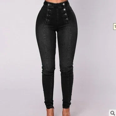 Damen Jeans High Waist Vintage – Denim Bleistifthose Knöchellang Streetwear