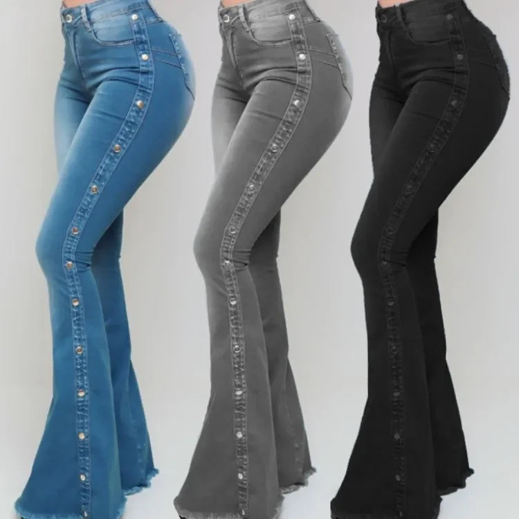 Damen Flare Jeans High Waist – Vintage Schlaghose Stretch Denim