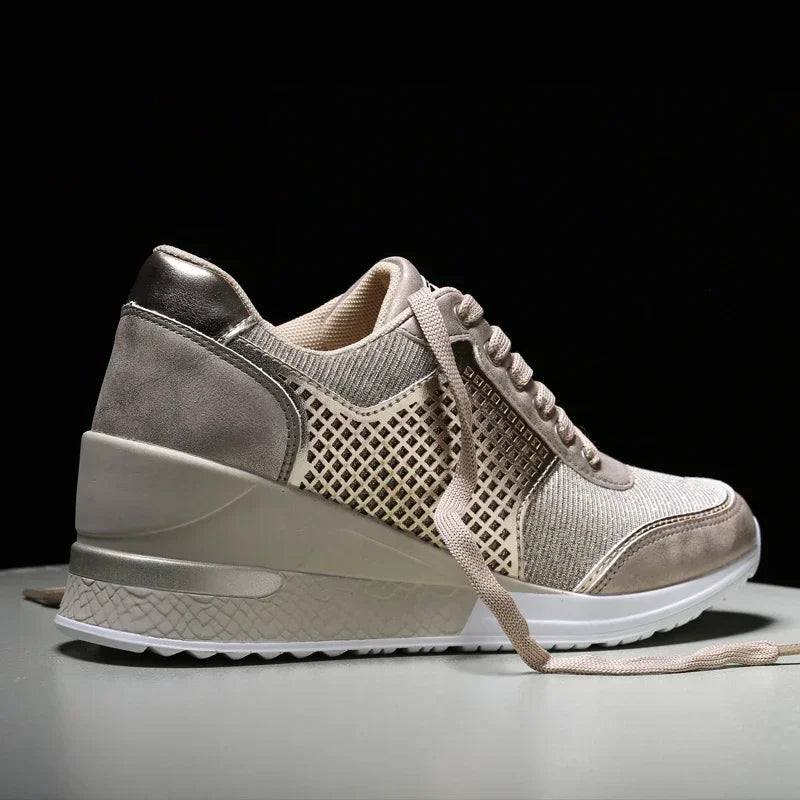 Damen Plateau Sneaker Keilabsatz – Leichte Vulkanisierte Schuhe Atmungsaktiv