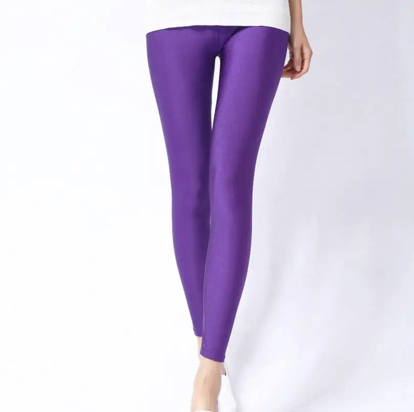 Women's Neon High Waist Leggings – Colorful Stretch Pants in Candy Colors