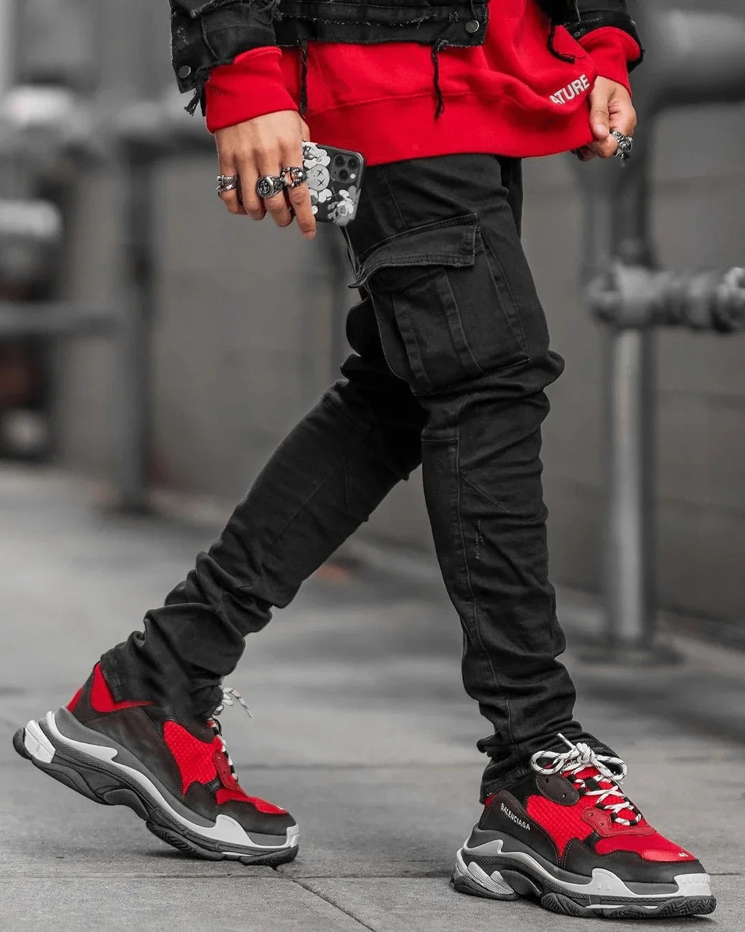 Herren Cargo Jeans Multi-Taschen – Casual Denim Hose mit Seitentaschen