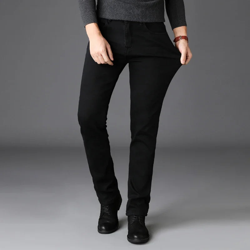 Herren Biker Jeans Schwarz – Stretch Denim Hose mit Biker-Details