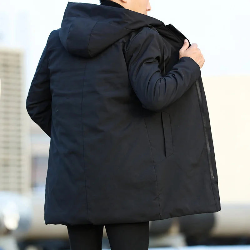 Herren Winterjacke Lang – Warmer Parka mit Kapuze Winddicht