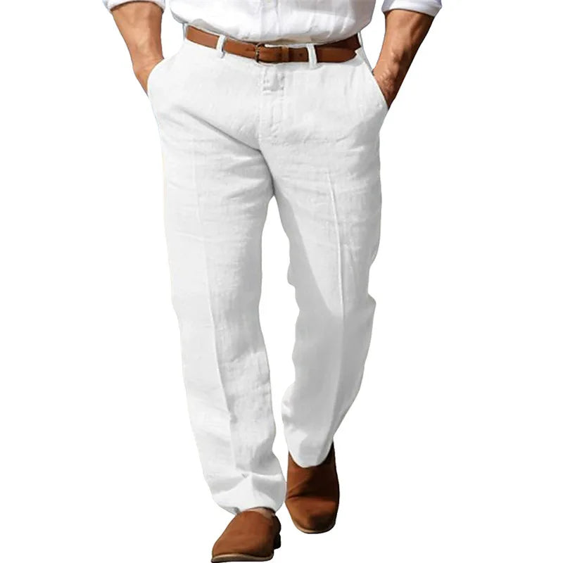 Herren Leinenhose Sommer – Business Casual Stoffhose Atmungsaktiv