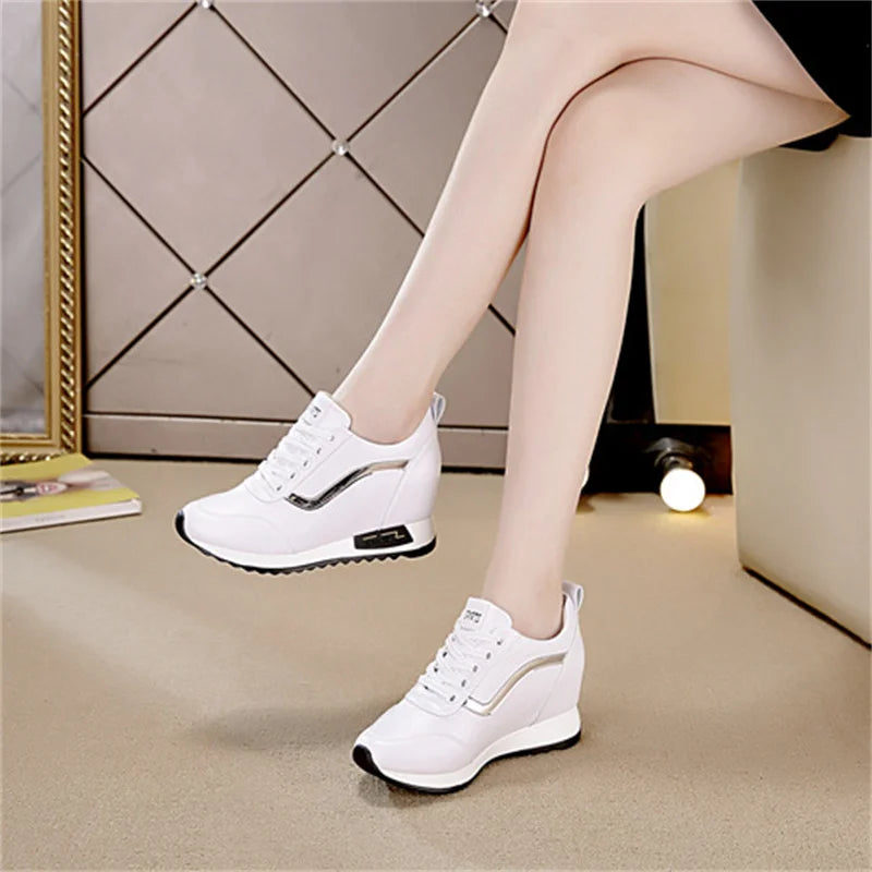 Women's Platform Wedge Sneakers - Comfortable Casual Shoes