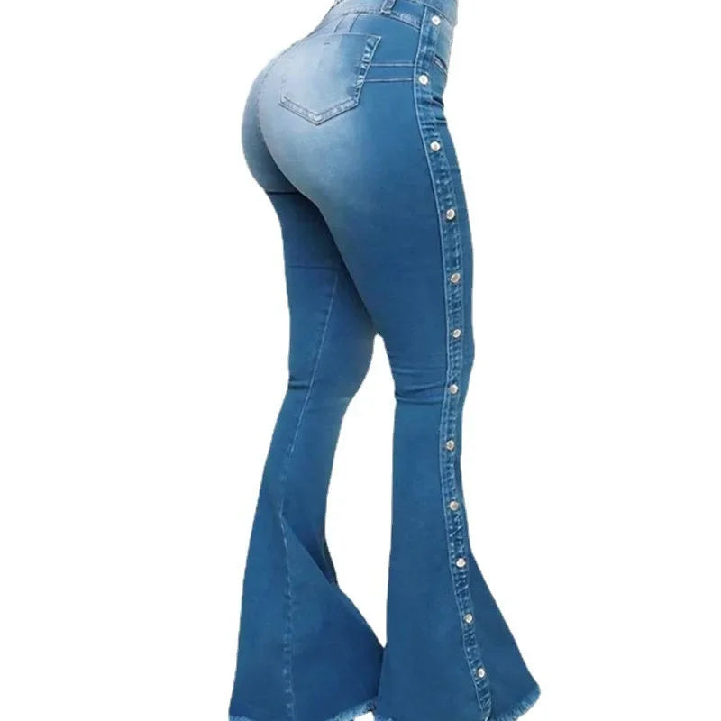 Damen Flare Jeans High Waist – Vintage Schlaghose Stretch Denim