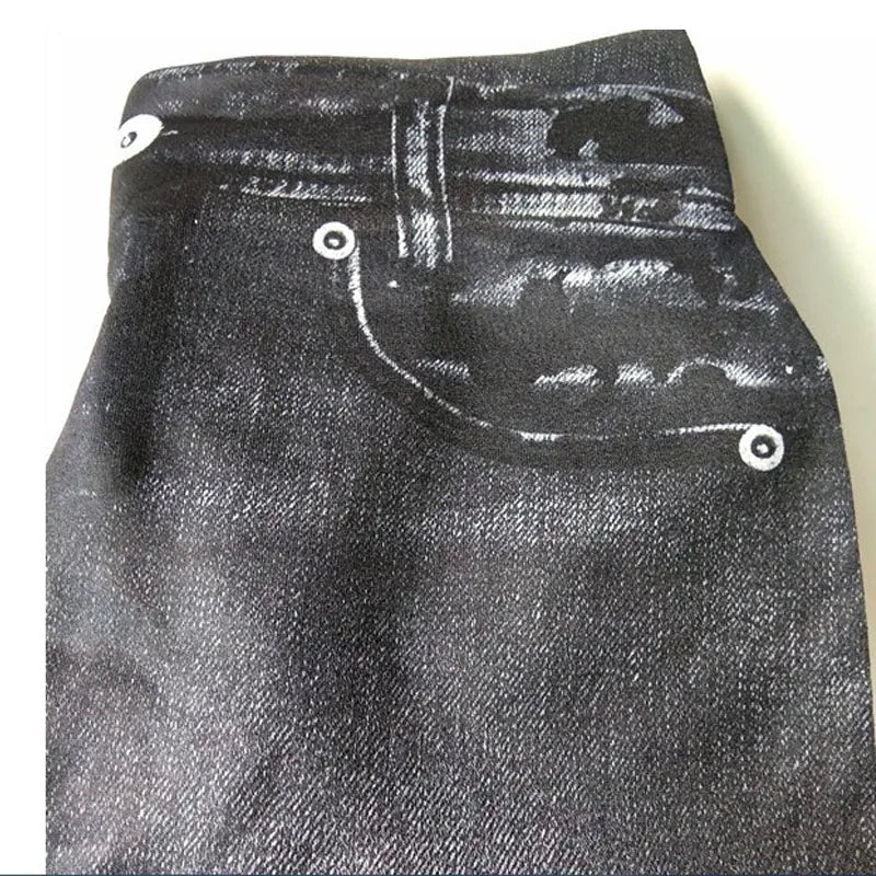 Leggings effet jean pour femmes - jeggings stretch à imprimé denim