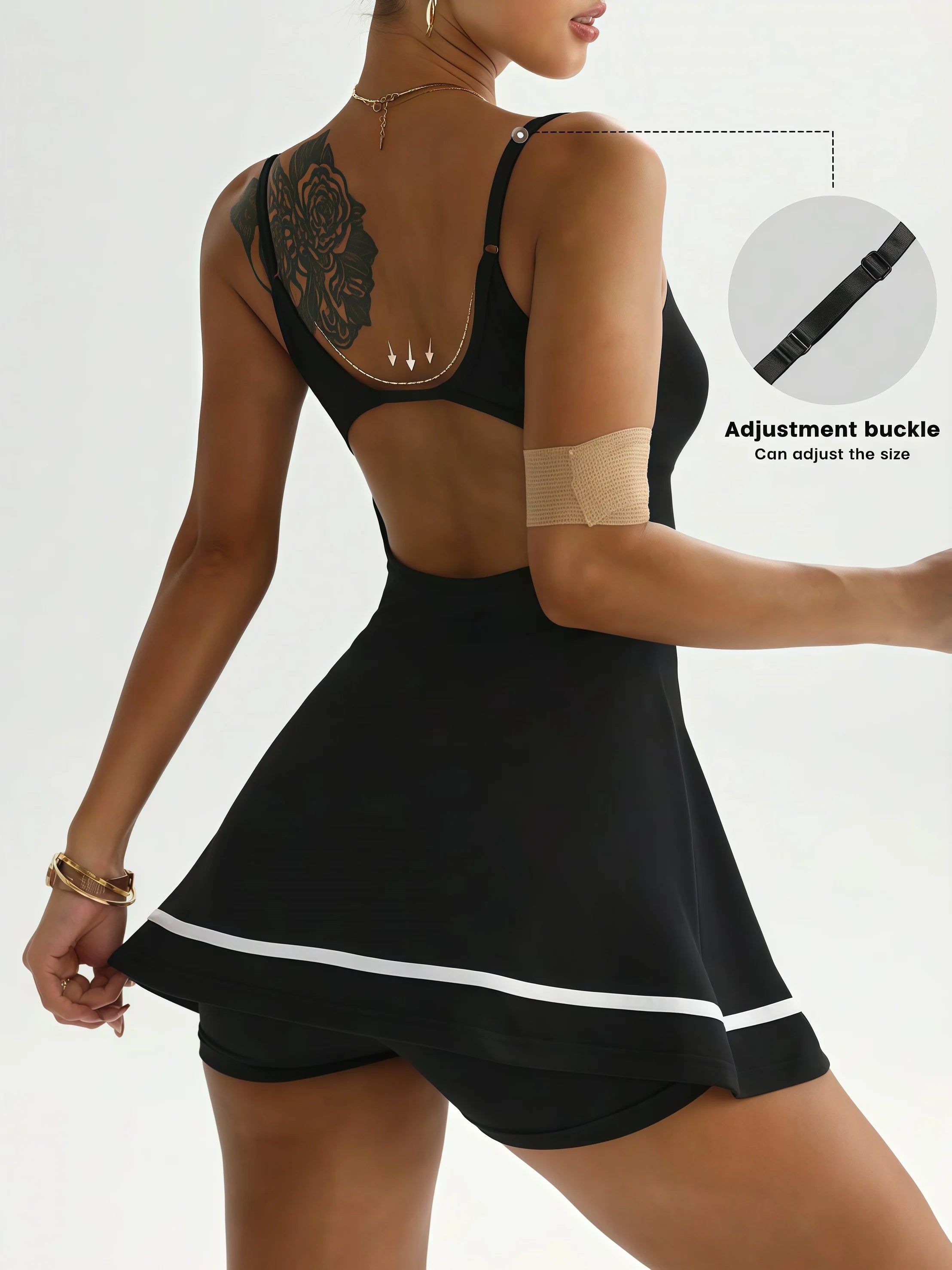 Damen Tennis Kleid Ärmellos – Sport Dress Slim Fit mit integrierter Hose