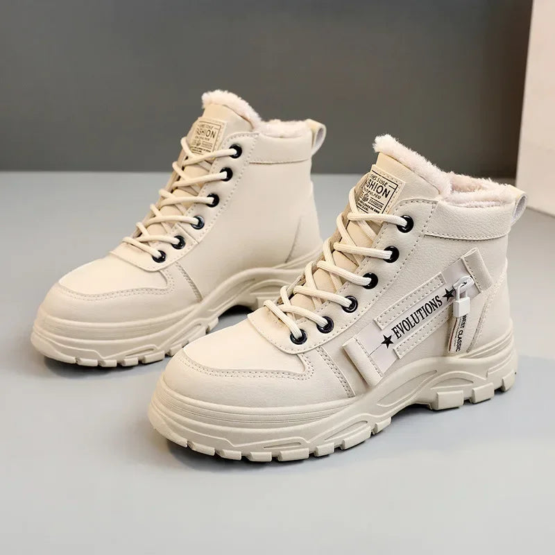 Damen High-Top Winter Sneakers Gefüttert - Warme Schnür-Freizeitschuhe
