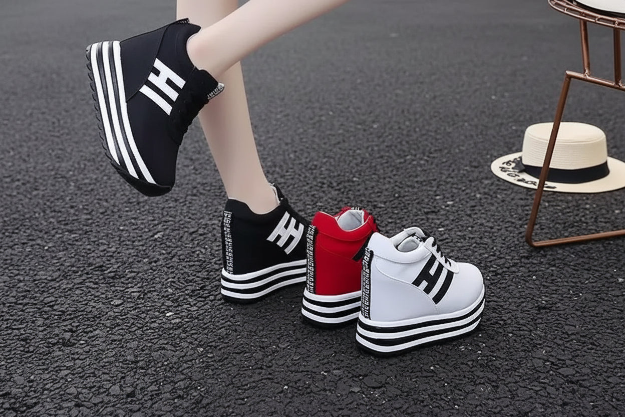 Baskets d'hiver doublées pour femmes - Chaussures à plateforme chaudes avec fourrure