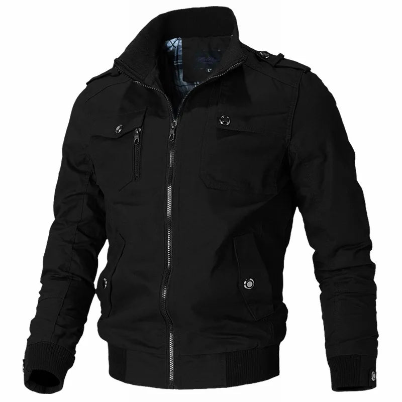 Men's Lightweight Bomber Jacket – Casual Windbreaker with Stand-Up Collar for Spring &amp; Autumn