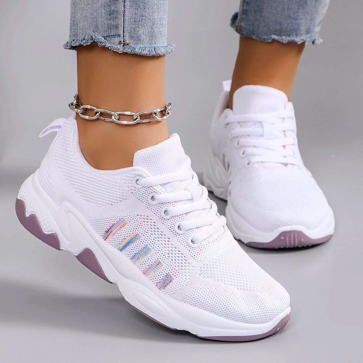 Damen Sportschuhe Leicht Atmungsaktiv - Bequeme Laufschuhe Flach