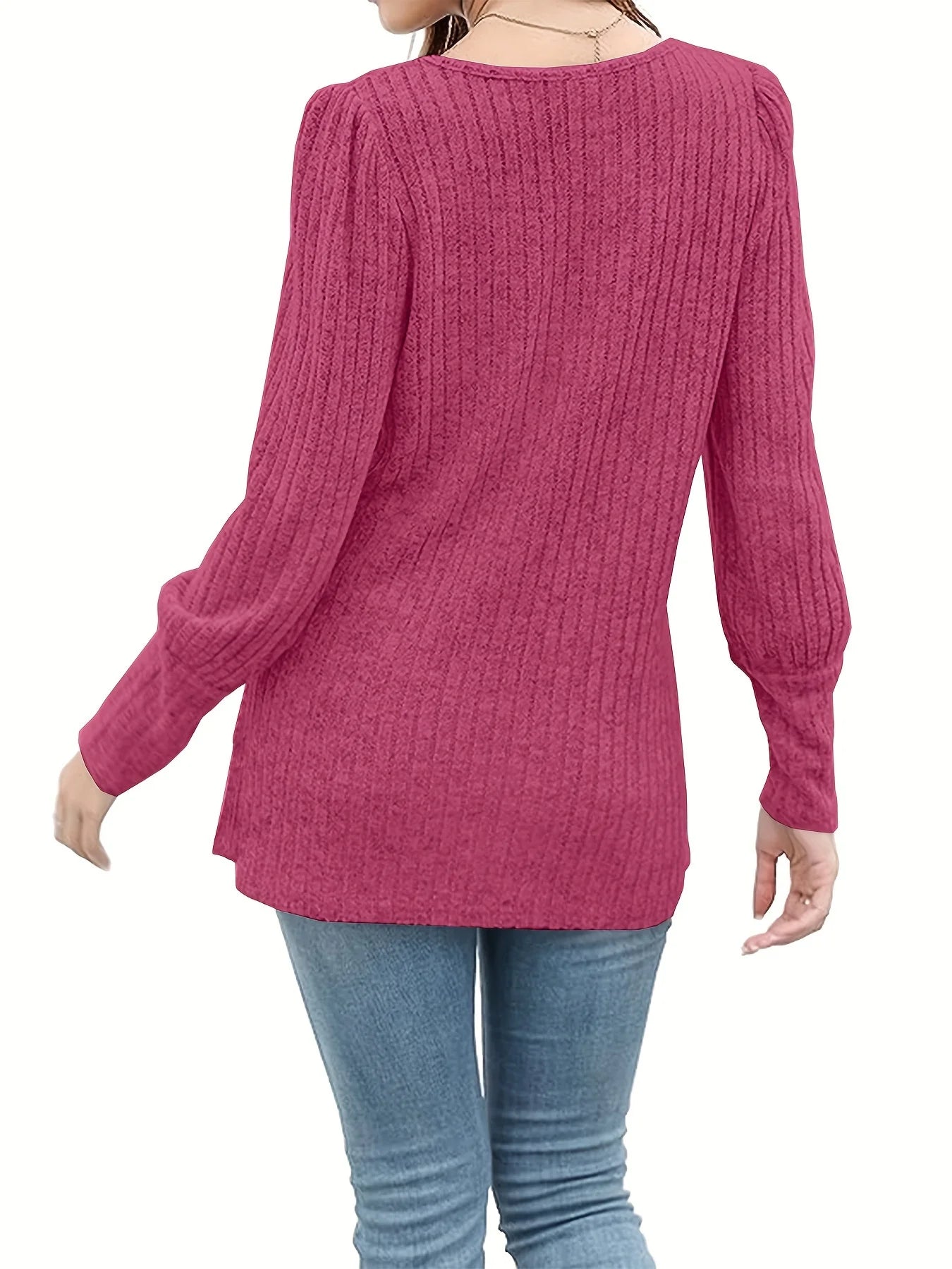Damen Strickpullover Langarm Quadratischer Ausschnitt – Cardigan mit Knöpfen