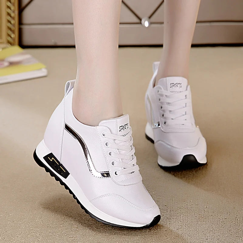 Women's Platform Wedge Sneakers - Comfortable Casual Shoes