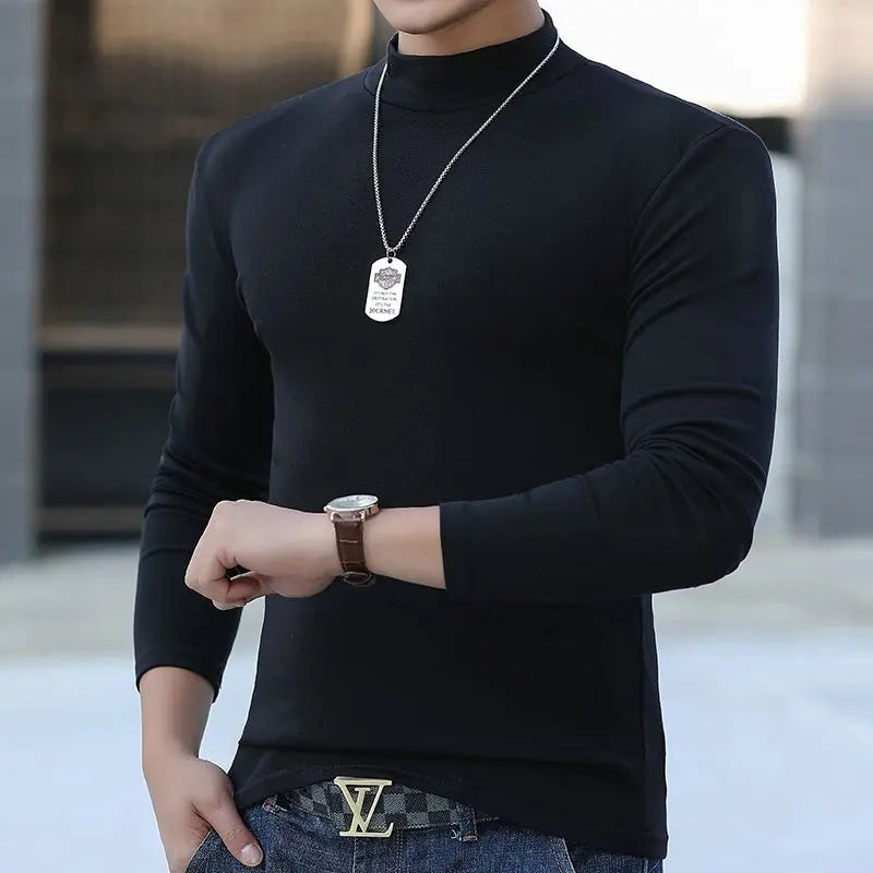 Herren Langarmshirt Hoher Kragen – Thermal Shirt für Herbst & Winter