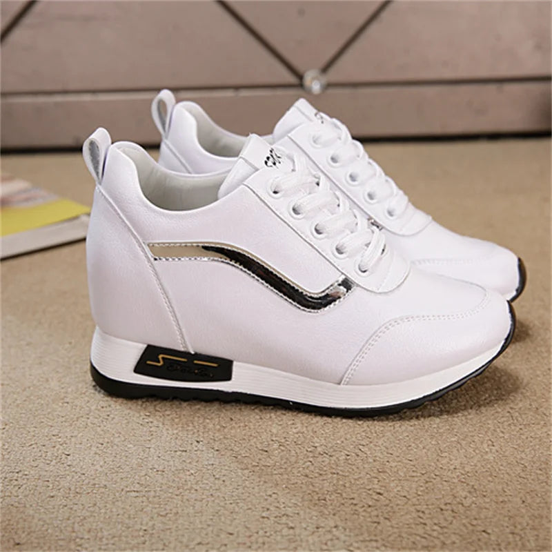 Women's Platform Wedge Sneakers - Comfortable Casual Shoes