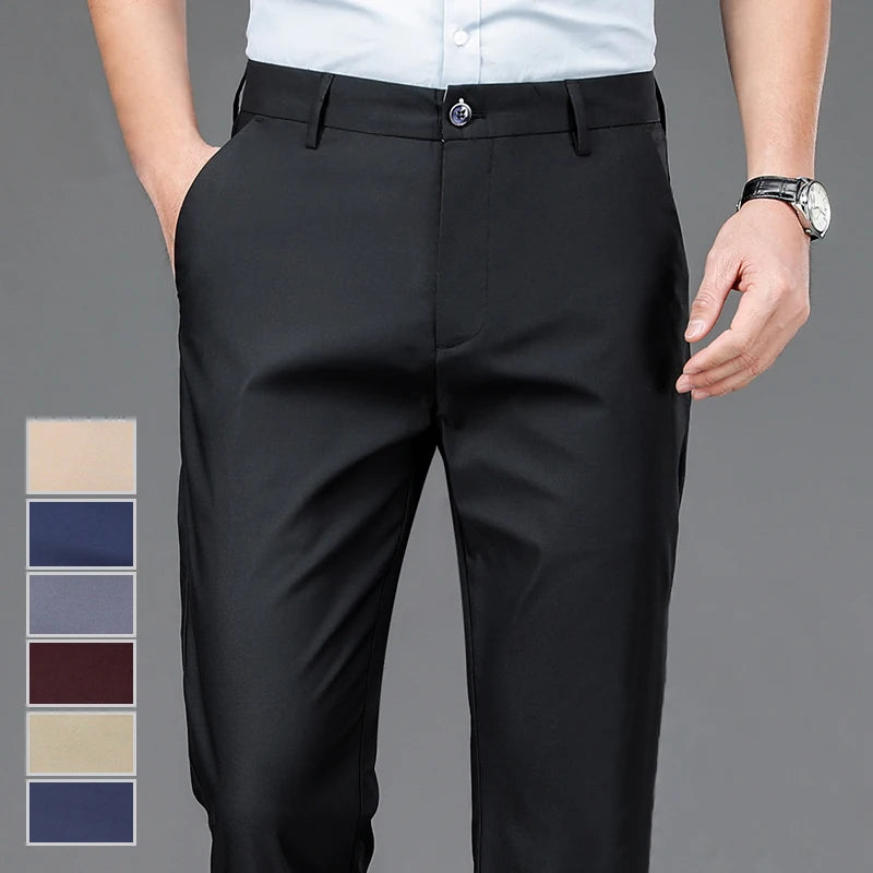 Herren Anzughose Schwarz Stretch – Business Casual Stoffhose Quick Dry