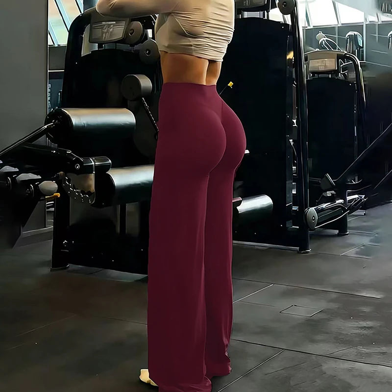 Pantalon de yoga pour femme, jambes larges – Leggings taille haute gainants pour le ventre, parfaits pour la salle de sport et l'entraînement.