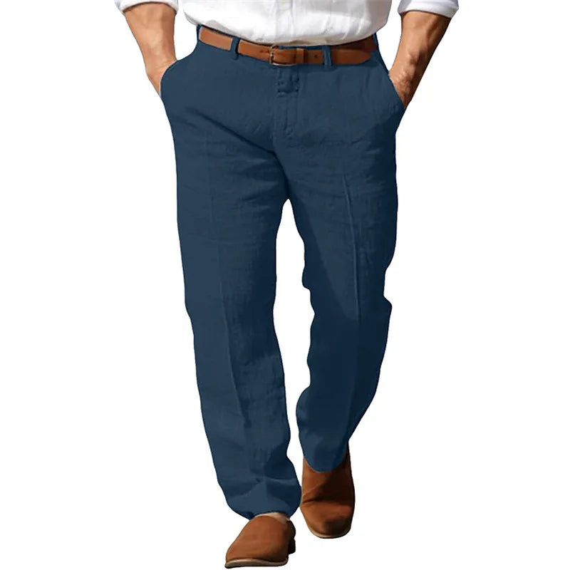 Herren Leinenhose Sommer – Business Casual Stoffhose Atmungsaktiv