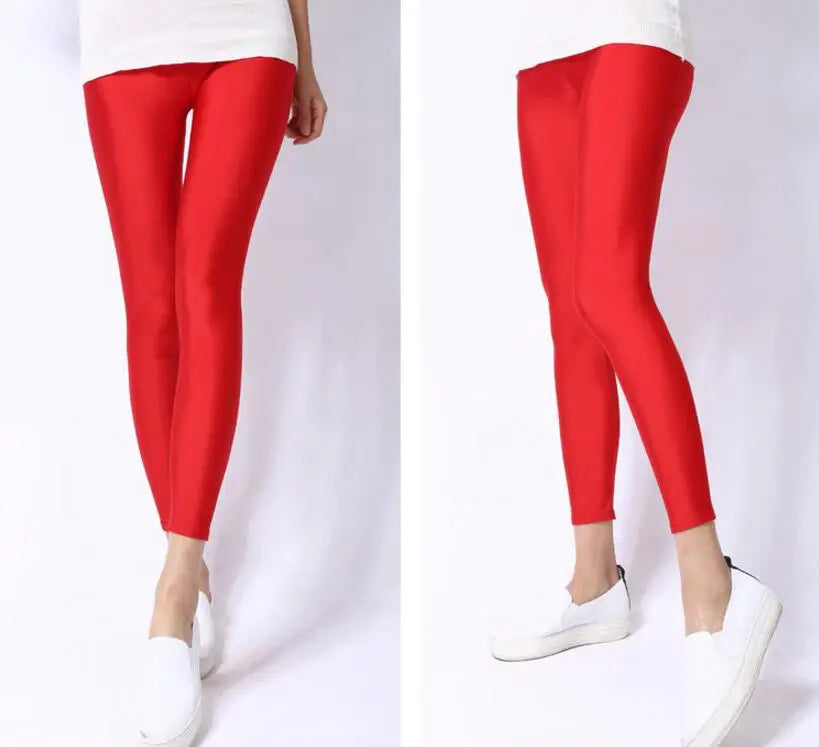 Women's Neon High Waist Leggings – Colorful Stretch Pants in Candy Colors