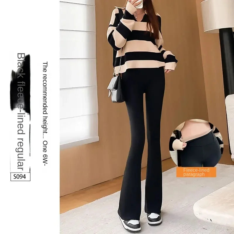 Women's Gothic Leggings Y2K – Seamless Flare Leggings for Winter &amp; Streetwear