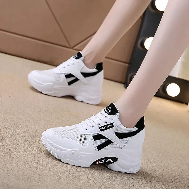 Damen Chunky Sneakers Plateau - Sportliche Freizeitschuhe mit Keilabsatz