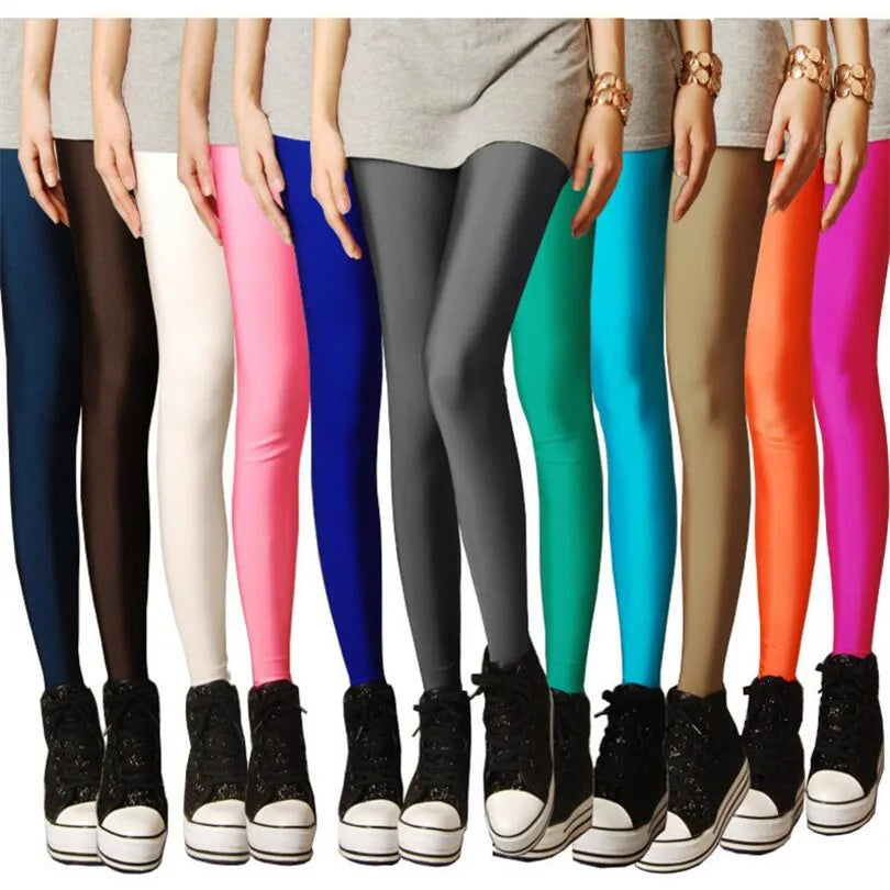 Women's Neon High Waist Leggings – Colorful Stretch Pants in Candy Colors
