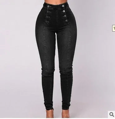 Damen Jeans High Waist Vintage – Denim Bleistifthose Knöchellang Streetwear