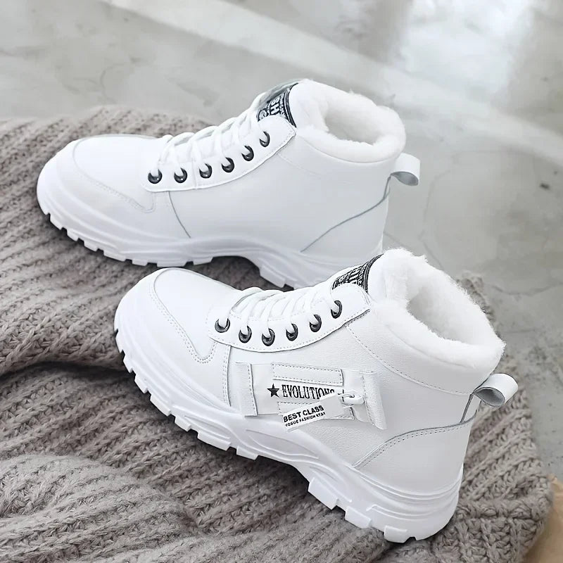 Damen High-Top Winter Sneakers Gefüttert - Warme Schnür-Freizeitschuhe