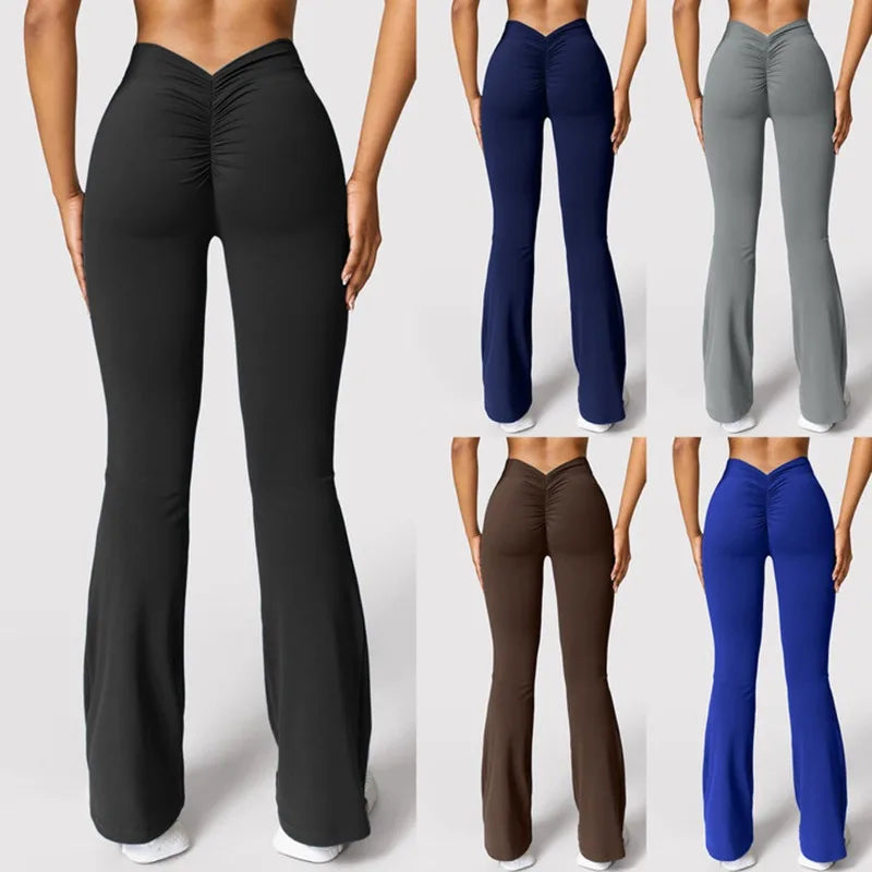 Leggings de sport taille haute pour femme – Pantalon de gym push-up dos en V