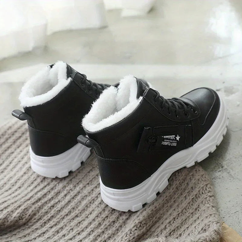 Damen High-Top Winter Sneakers Gefüttert - Warme Schnür-Freizeitschuhe