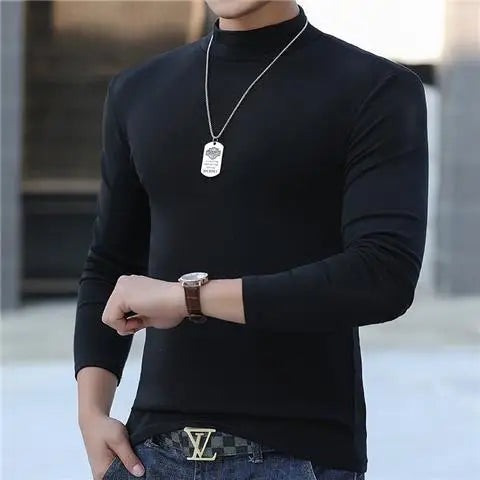 Herren Langarmshirt Hoher Kragen – Thermal Shirt für Herbst & Winter