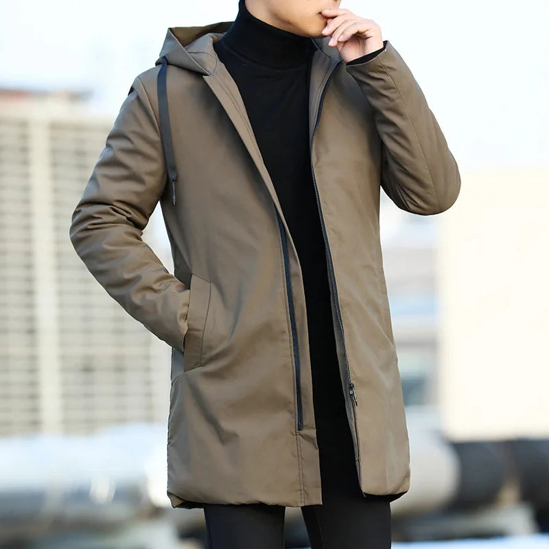 Herren Winterjacke Lang – Warmer Parka mit Kapuze Winddicht