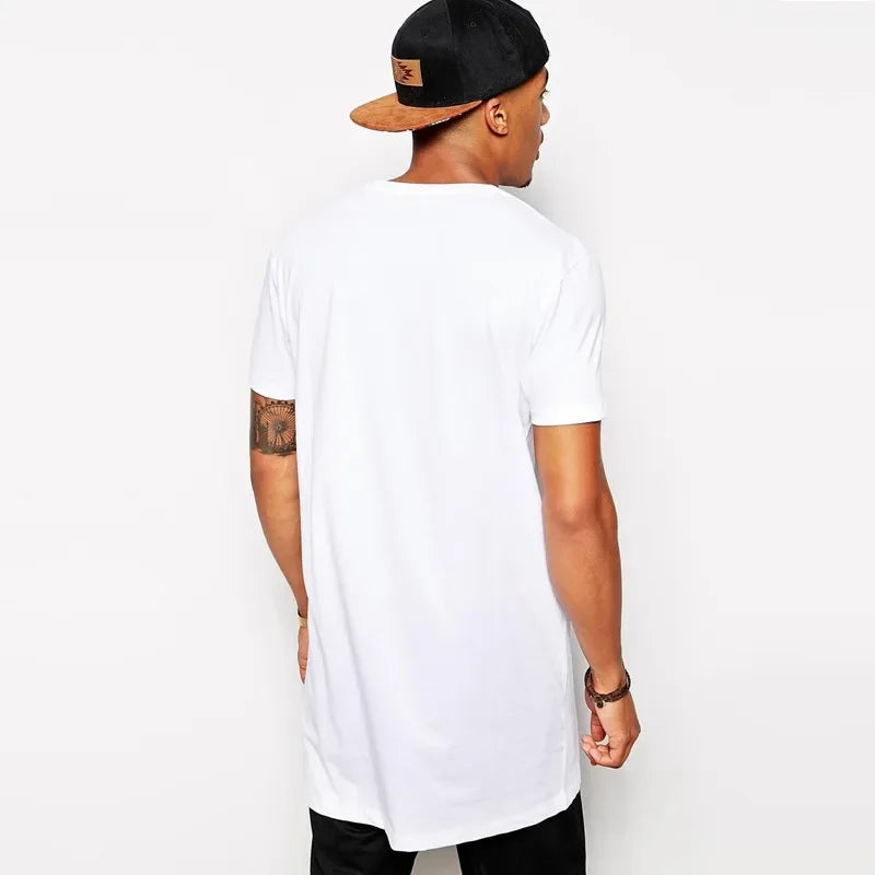 Herren Longline T-Shirt Baumwolle – Extra Lang Hip Hop Streetwear