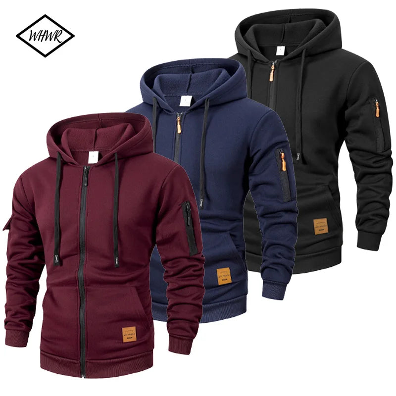 Herren Hoodie Slim Fit – Sweatshirt Jacke mit Reißverschluss für Herbst & Winter