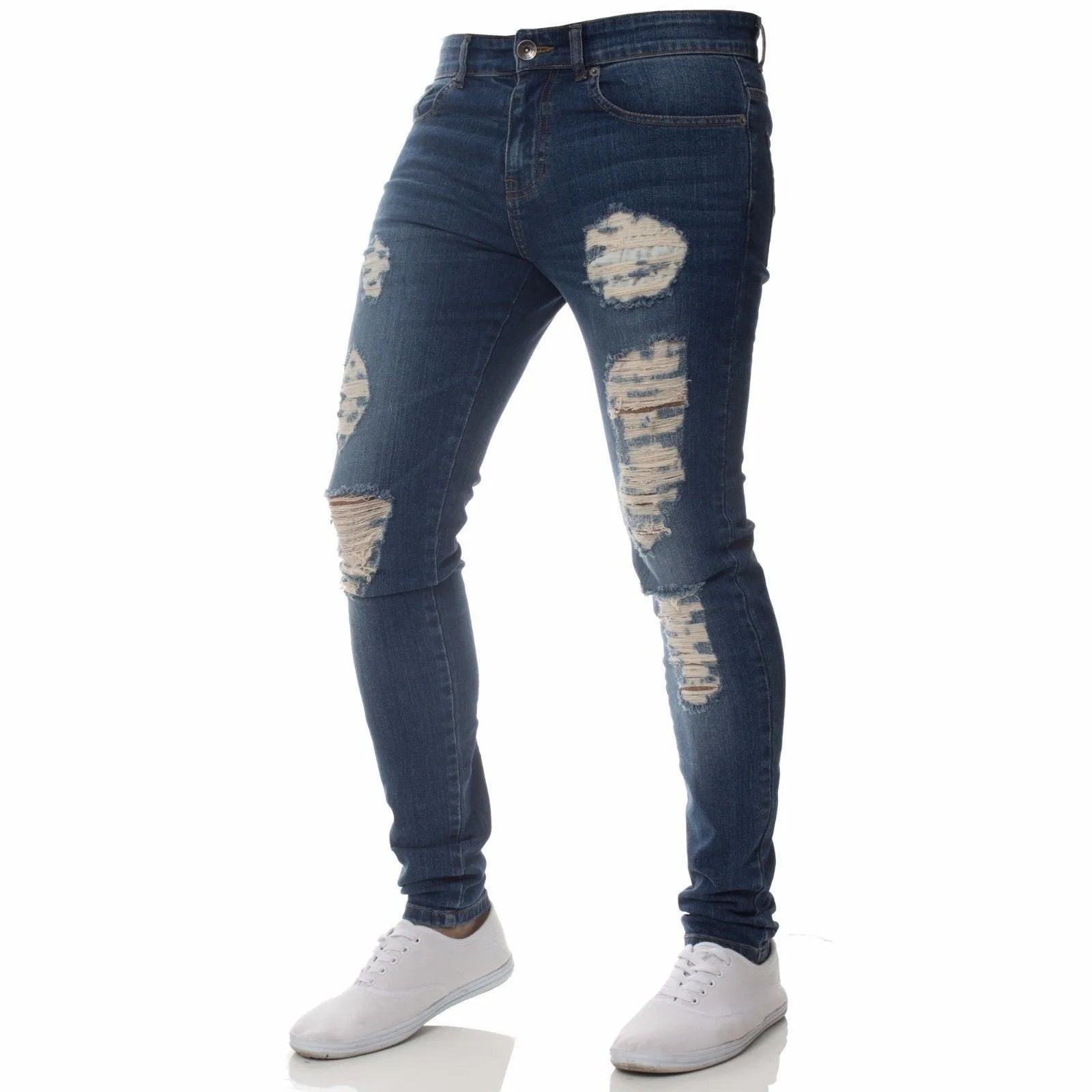 Herren Jeans Slim Fit Stretch – Vintage Wash Denim Hose für Arbeit & Freizeit
