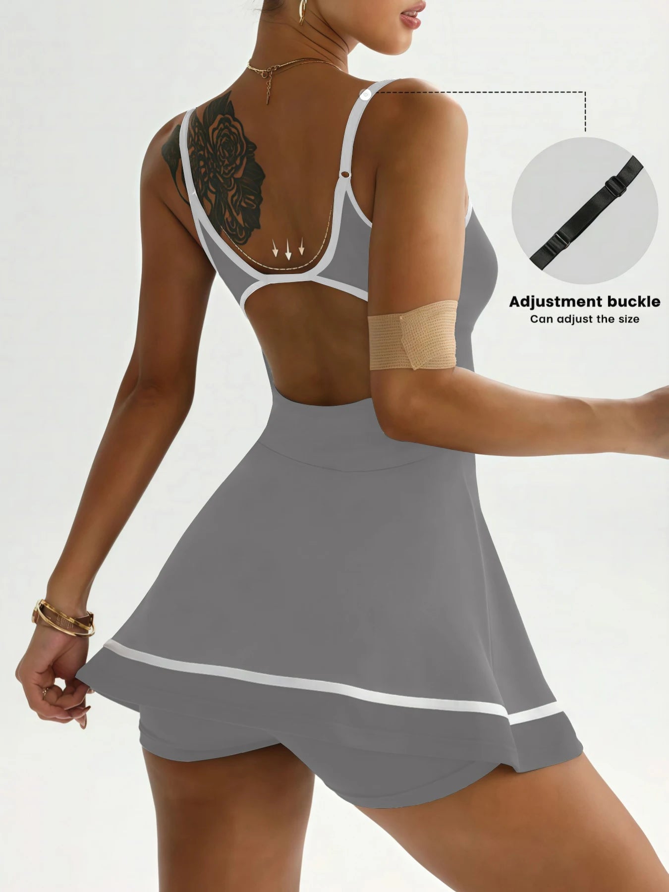 Damen Tennis Kleid Ärmellos – Sport Dress Slim Fit mit integrierter Hose