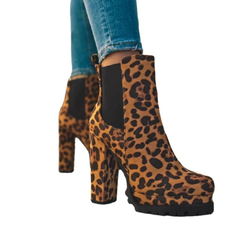 Damen Stiefeletten Chunky Heels Peep Toe - Elegante Blockabsatz Ankle Boots