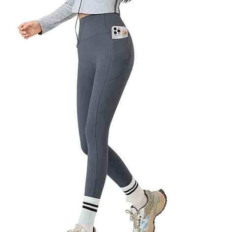 Leggings polaires d'hiver pour femmes – Leggings de sport chauds à taille haute avec poches